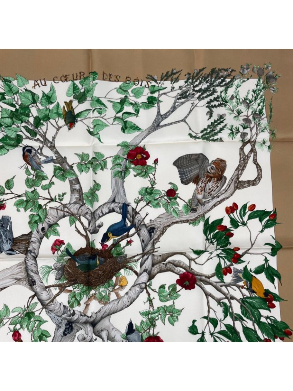 Hermes Carre 90 AU Coeur Des Bois in the Woods Scarf Silk Blawan - Picture 3 of 7